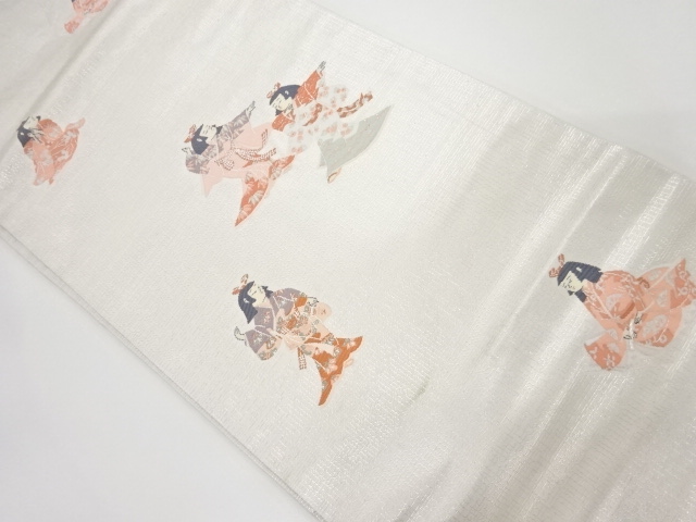 童女模様織り出し名古屋帯